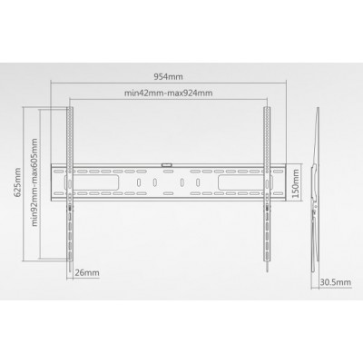 SUPSTV007 Soporte de pared para LCD sencillo de 60"-100"/75KG VESA 900X600