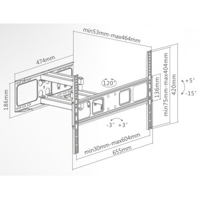 SUPSTV011 Soporte de pared para LCD/LED/PLASMA articulado 6 brazos de 37"-70"/40KG VESA 600X400