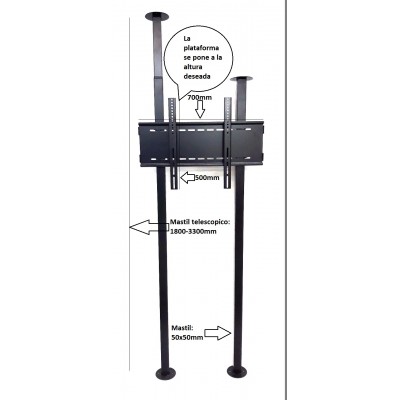 80.0908 Kit de 2 Mástiles + Soporte de TV + Embellecedores VESA:600X400 LCD 70"