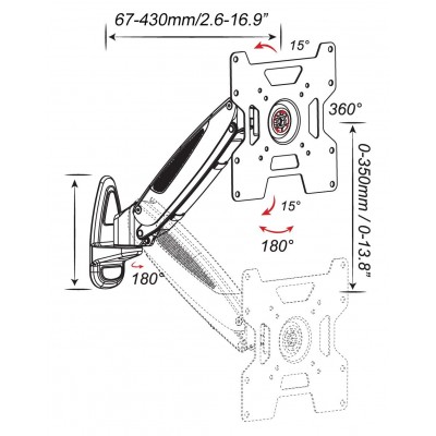 80.0108N Soporte de pared 1 Brazo para LCD/LED/PLASMA articulado 32"-42"/20KG Vesa:75/100/200