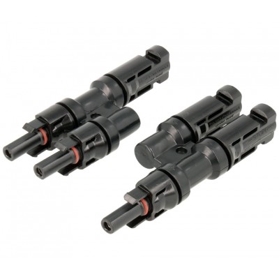 CON958 Conector empalmador MC4 macho-hembra placas solares 2:1 (Bolsa 5 unidades)