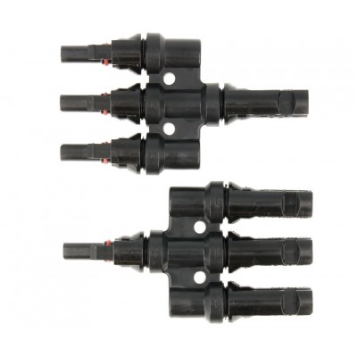 CON959 Conector empalmador MC4 macho-hembra placas solares 3:1 (Bolsa 3 unidades)