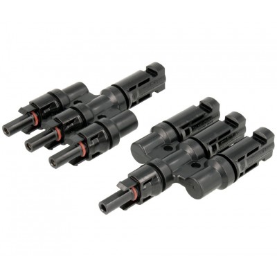 CON959 Conector empalmador MC4 macho-hembra placas solares 3:1 (Bolsa 3 unidades)