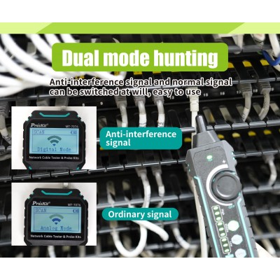 MT-7076 Tester de conexiones, rastreador y longitud de cables de red de Proskit