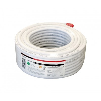 Rollo de cable coaxial de antena blanco 6,8mm 15m - WIR9057-15