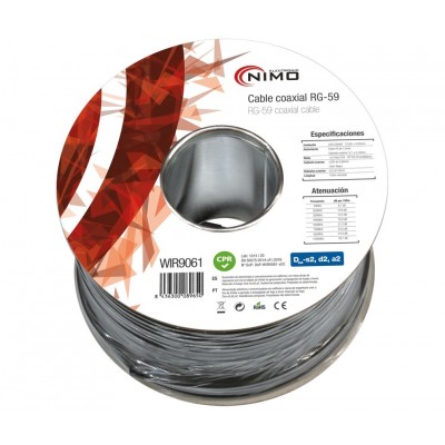 Carrete de cable RG59 / 75 Ohm 6,20mm, Negro, 100m - WIR9061