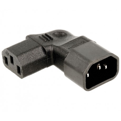 Adaptador red macho IEC C14 a hembra IEC C13 acodado (5 unidades)