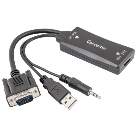 Adaptador Conversor de video VGA + audio Jack 3,5mm a HDMI