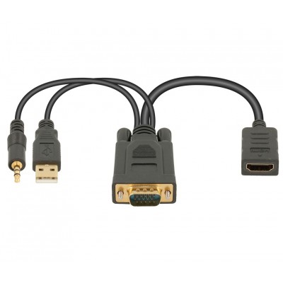 Adaptador Conversor de HDMI a vídeo VGA + audio Jack 3,5mm