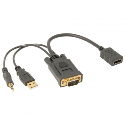 Adaptador Conversor de HDMI a vídeo VGA + audio Jack 3,5mm