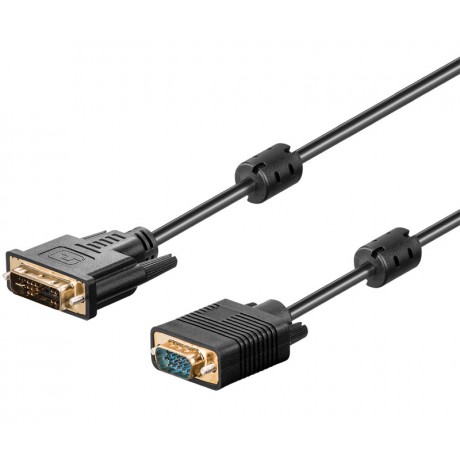 Conexión DVI-I (12+5) macho a VGA 15 pin HD macho con ferrita, 2 metros, WIR1080