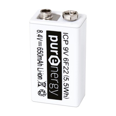 Batería recargable Li-Ion ICP9V, de Purenergy Con cto. de control (blíster 2 unidades) - ICP9V6F22