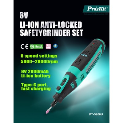 PT-5208U Amoladora perforadora a batería Litio-Ion 8V de Proskit