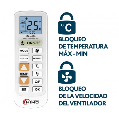 Mando Universal para Spliter, de ventana o consolas de Aire Acondicionado