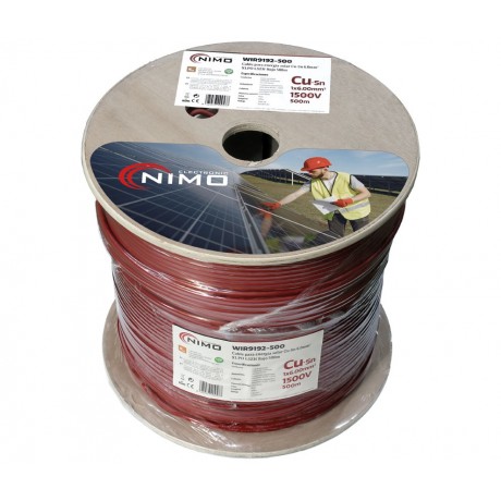 Cable para energía solar Cu-Sn 6.0mm2 Doble capa XLPO Rojo 500m