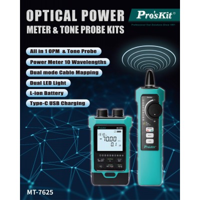 MT-7625 Tester fibra óptica, redes y localiza cables por tono