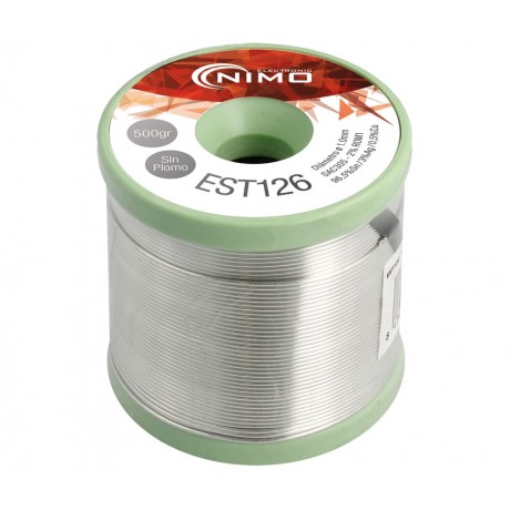 Hilo de estaño Tri-Metal sin plomo 1.0mm 96.5% Sn, 3.0 Ag, 0.5% Cu, Flux 2% FS - EST123