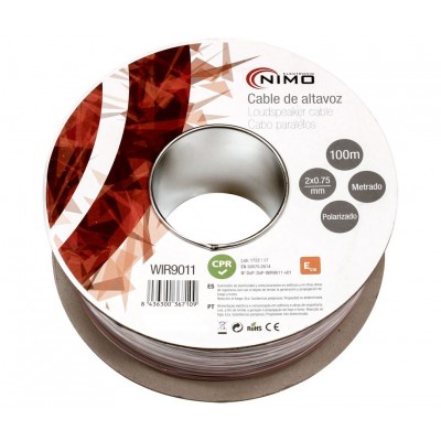 Rollo de cable de altavoz 2x0,75mm Rojo/Negro 100m de Nimo - WIR9011