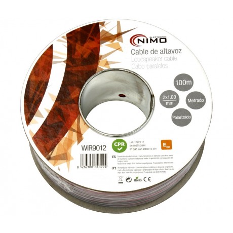 Rollo de cable de altavoz 2x1,00mm Rojo/Negro 100m de Nimo - WIR9012
