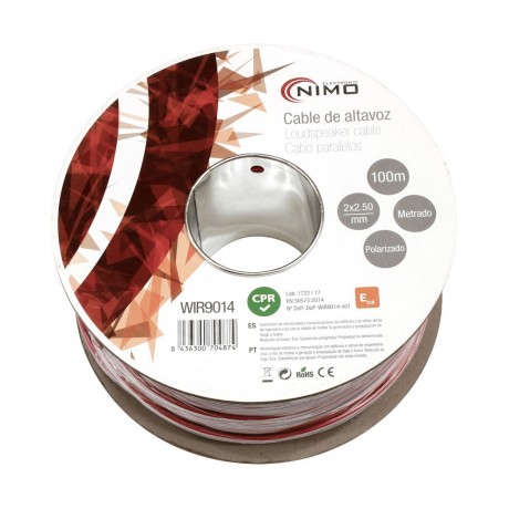 Rollo de cable de altavoz 2x2,50mm Rojo/Negro 100m de Nimo - WIR9014