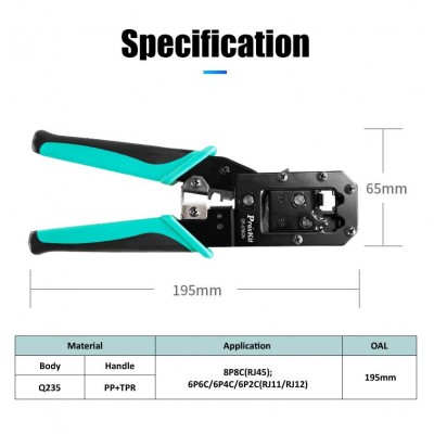 Crimpadora de conectores modulares RJ11/RJ12/RJ45 CP-376CN