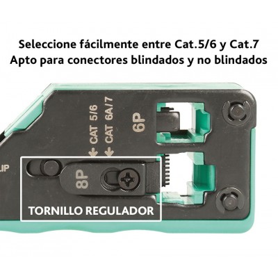 CP-335N Crimpadora modular para conectores RJ11/12 y RJ45 Cat.7/6/5 de Proskit