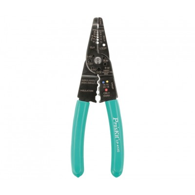 CP-412G Tenaza Crimpadora, Pela, Corta Cables y Tornillos para Terminales aislados y no aislados de Proskit