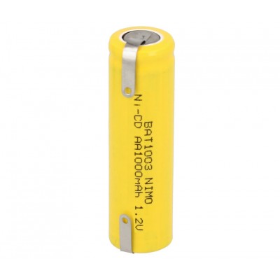 AA-N1000AAJF Batería recargable AA/RC6 Ni-Cd 1000mAh industrial con terminales - 4 unidades