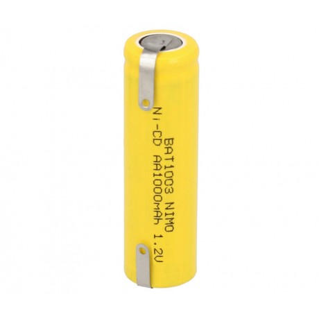 AA-N1000AAJF Batería recargable AA/RC6 Ni-Cd 1000mAh industrial con terminales - 4 unidades