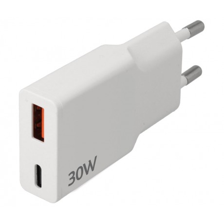 Cargador rápido USB Tipo-C PD/QC + USB-A QC 30W - CAR434