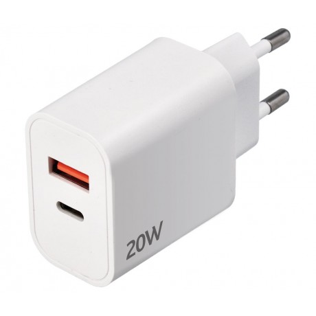 CAR432 - Cargador rápido USB Tipo-C + USB-A Quick Charge 20W