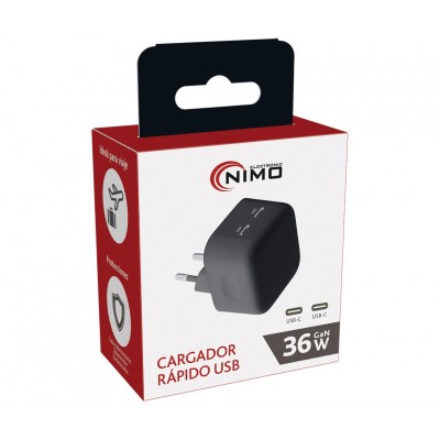 Cargador rápido USB Tipo-C x 2 Power Delivery 36W - CAR426