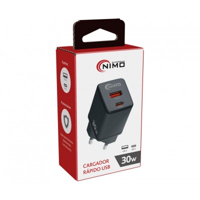 Cargador rápido USB Tipo-C + USB-A Power Delivery 30W - CAR425