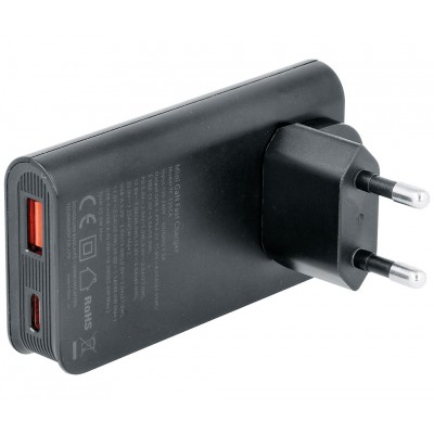 Cargador rápido extraplano USB Tipo-C + USB-A PD 65W GaN - CAR428