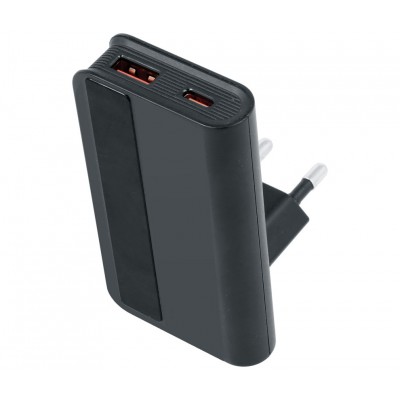 Cargador rápido extraplano USB Tipo-C + USB-A PD 65W GaN - CAR428