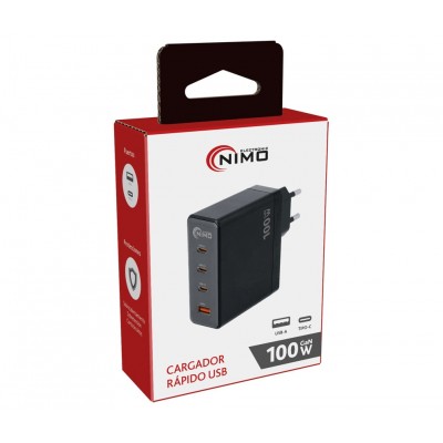 CAR429 - Cargador rápido 3xUSB Tipo-C + USB-A PD 100W GaN