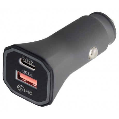 CAR431 - Cargador rápido de coche 12/24V USB-C PD + USB-A QC3.0