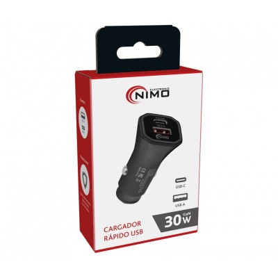 CAR431 - Cargador rápido de coche 12/24V USB-C PD + USB-A QC3.0