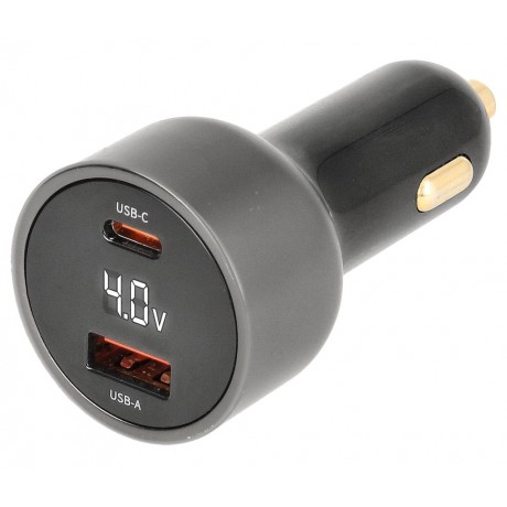 Cargador rápido de coche 12/24V USB-C + USB-A PD 65W GaN - CAR430