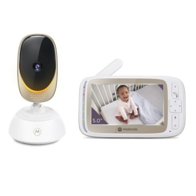 Vigila bebes con Cámara - Visión Nocturna - Conexión WIFI - Pantalla 5" - Sensor de Temperatura - Motorola Nursery VM85
