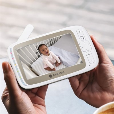 Vigila bebes con Cámara - Visión Nocturna - Conexión WIFI - Pantalla 5" - Sensor de Temperatura - Motorola Nursery VM85