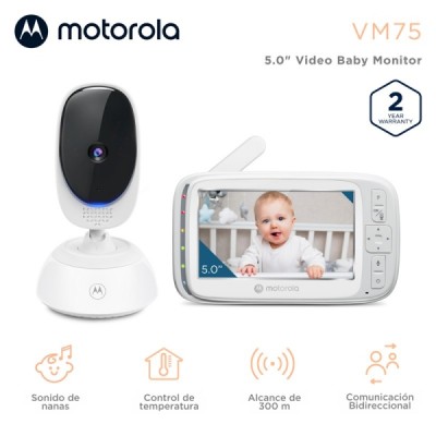 Vigila bebes con Cámara - Sonidos de nanas - Bidireccional - Pantalla 5" - Sensor de Temperatura - Motorola Nursery VM75