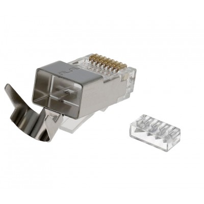 CON1152 Conector RJ45 Cat.6A FTP macho con grapa abrazadera