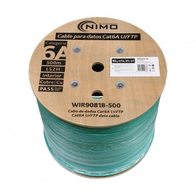 WIR9081B-500 - Cable datos U/FTP CU Cat.6A AWG23 LSZH interior, turquesa