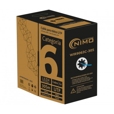 WIR9063C-305 - Cable datos U/UTP CU Cat.6 AWG23 LSZH int., azul 305m
