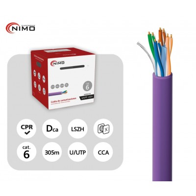 Cable para Datos UTP Cat.6 interior libre de Halógenos LSZH 305m, Carrete interno - WIR9049