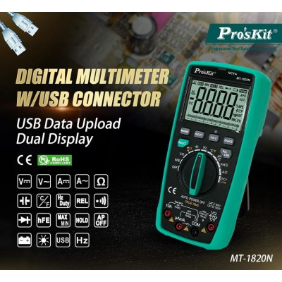 MT-1820N - Multímetro auto rango con registro de datos en PC por USB-C de Proskit