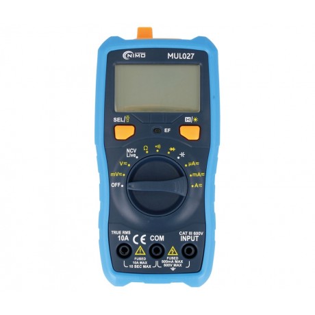 MUL027 - Multímetro digital auto rango True RMS CAT.III 600V