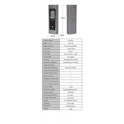NT-6350 - Medidor de distancia láser hasta 50m de Proskit