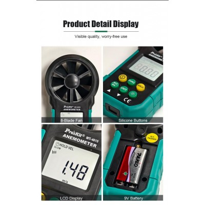 MT-4615 Anemómetro digital para medir velocidad y volumen del aire de Proskit